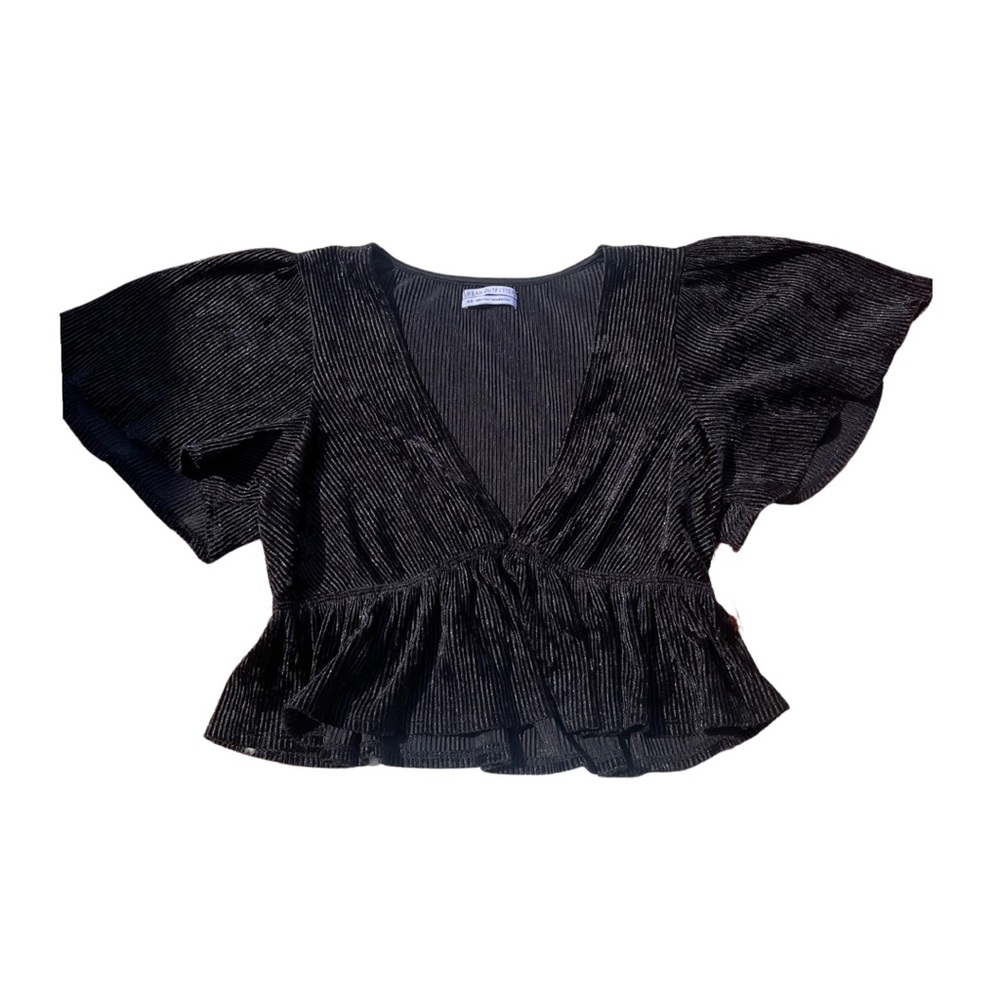 Black Velvet V Neck Urban Outfitters Blouse